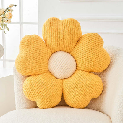 Kcvvcr Flower Throw Pillow, Cute Flower Shaped Pillow Decorative Throw Pillow for Bed Couch, Soft Daisy Pillows Floor Seating Cushion Cushions (14.9 Inch White+Green)