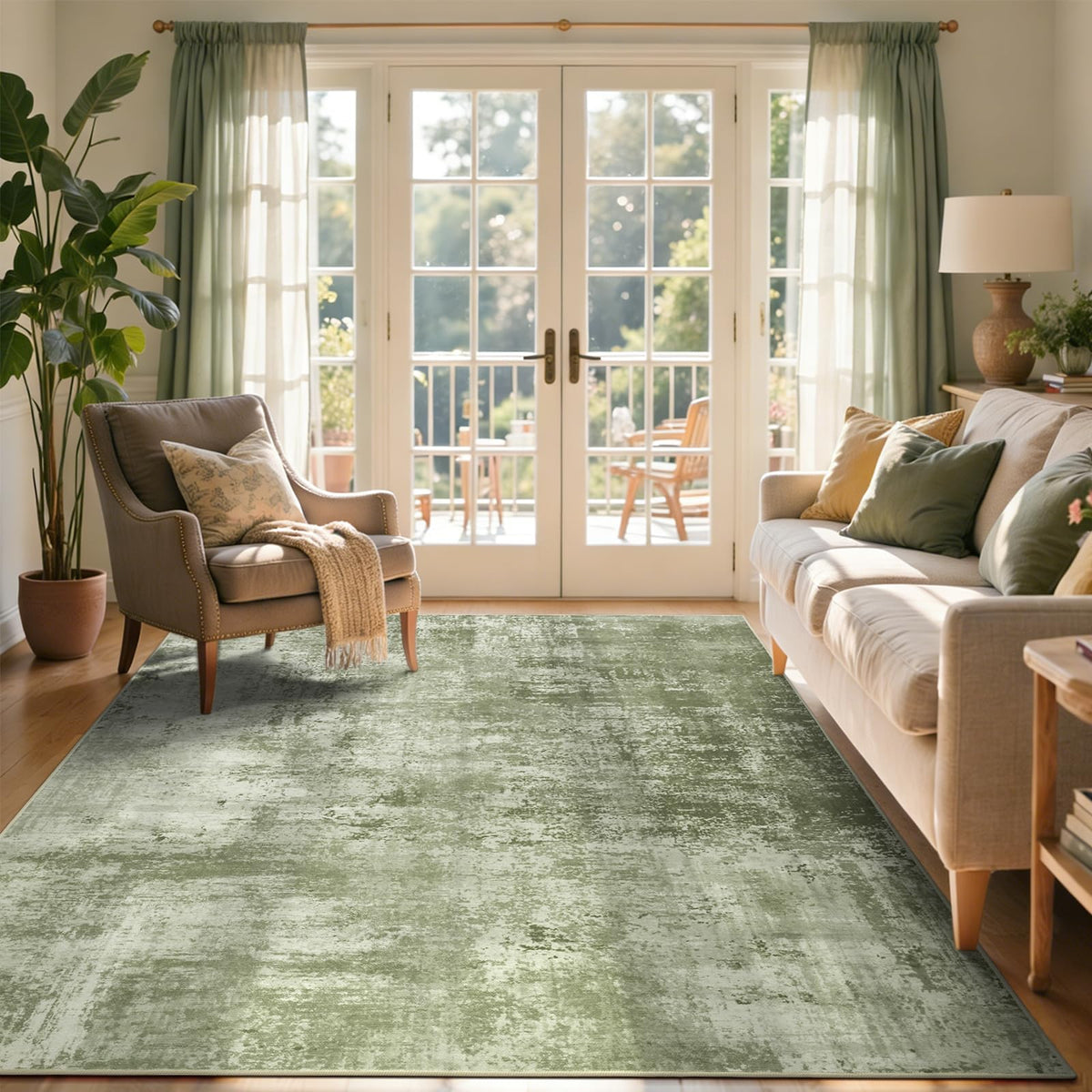 6x9 Ft Abstract Washable Area Rugs for Living Room Blue