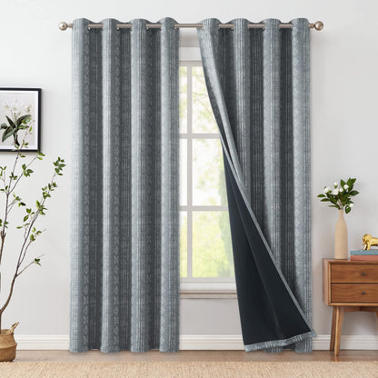 jinchan Boho Blackout Curtains 63 Inch Length Moon Phase Printed Drapes
