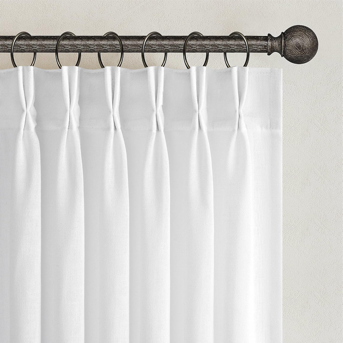 Topfinel Oatmeal Beige Pinch Pleated Curtains 84 Inches Long for Living Room 2 Panels Sets,Stone Washed Linen Earth Tone Decor Back Tab Boho Neutral Greige Earthy Sheer Curtain for Bedroom