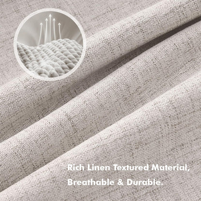 MIULEE 100% Blackout Linen Curtains for Bedroom 42 x 84 Inch Ivory 2 Panels