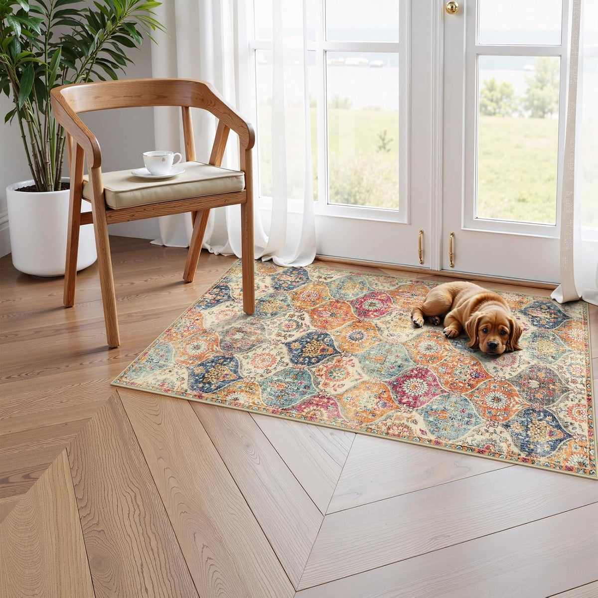Lahome Moroccan Kitchen Rugs Non Slip Washable, 2x4 Rugs for Entryway