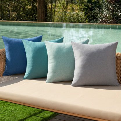 MIULEE Pack of 4 Decorative Outdoor Throw Pillow Covers Linen Waterproof Pillow Covers Summer Farmhouse Cushion Cases for Patio Garden Tent Balcony Couch Sofa 18x18 Inch Red/Turquoise