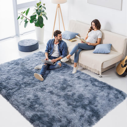 Zentavio 5x8 Area Rugs for Bedroom Fluffy Rugs for Living Room Carpet Large Fuzzy Soft Shag Aesthetic Plush High Pile Gray Throw Rug for Nursery Kids Room Dorm Waved Grey