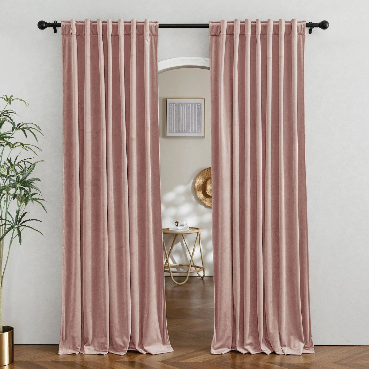 RYB HOME Blue Velvet Blackout Curtains for 84 inches Bedroom Living Room