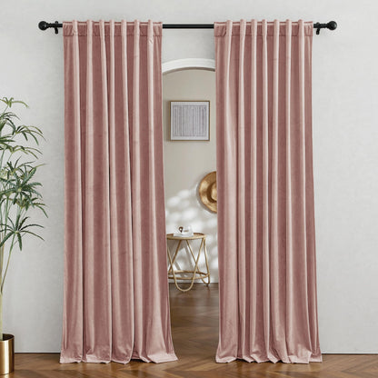 RYB HOME Blue Velvet Blackout Curtains for 84 inches Bedroom Living Room
