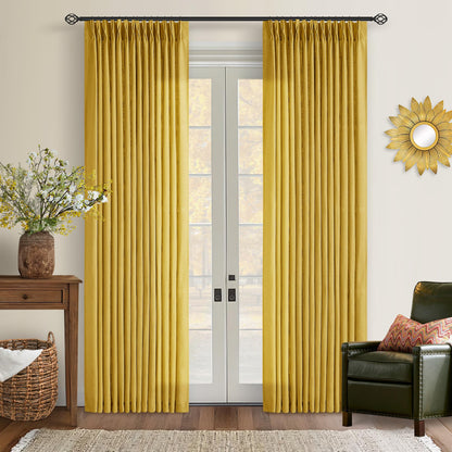 TWODRAPES Natural Pinch Pleated Linen Semi Sheer 84 Inch Curtains 2 Panels
