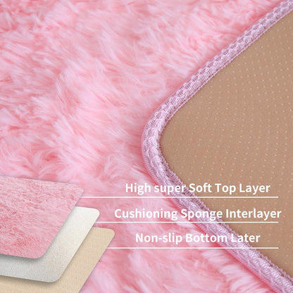Pink Fluffy 4x6 Area Rugs for Bedroom Girls, Plush Washable Carpet