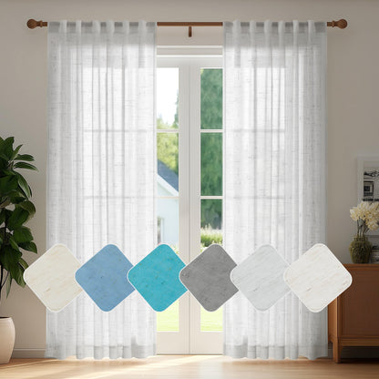Deconovo Light Filtering Sheer Curtains 72 Inches Long for Living Room
