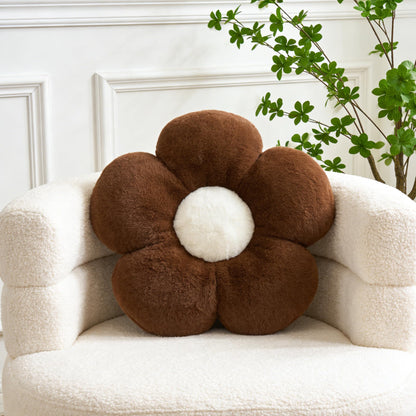 Kcvvcr Pink Flower Pillow, Cute Decorative Flower Shaped Throw Pillow with Faux Rabbit Fur, 14.9" Soft Flower Plush Throw Pillow Floor Pillows Room Décor for Bedroom Living Room