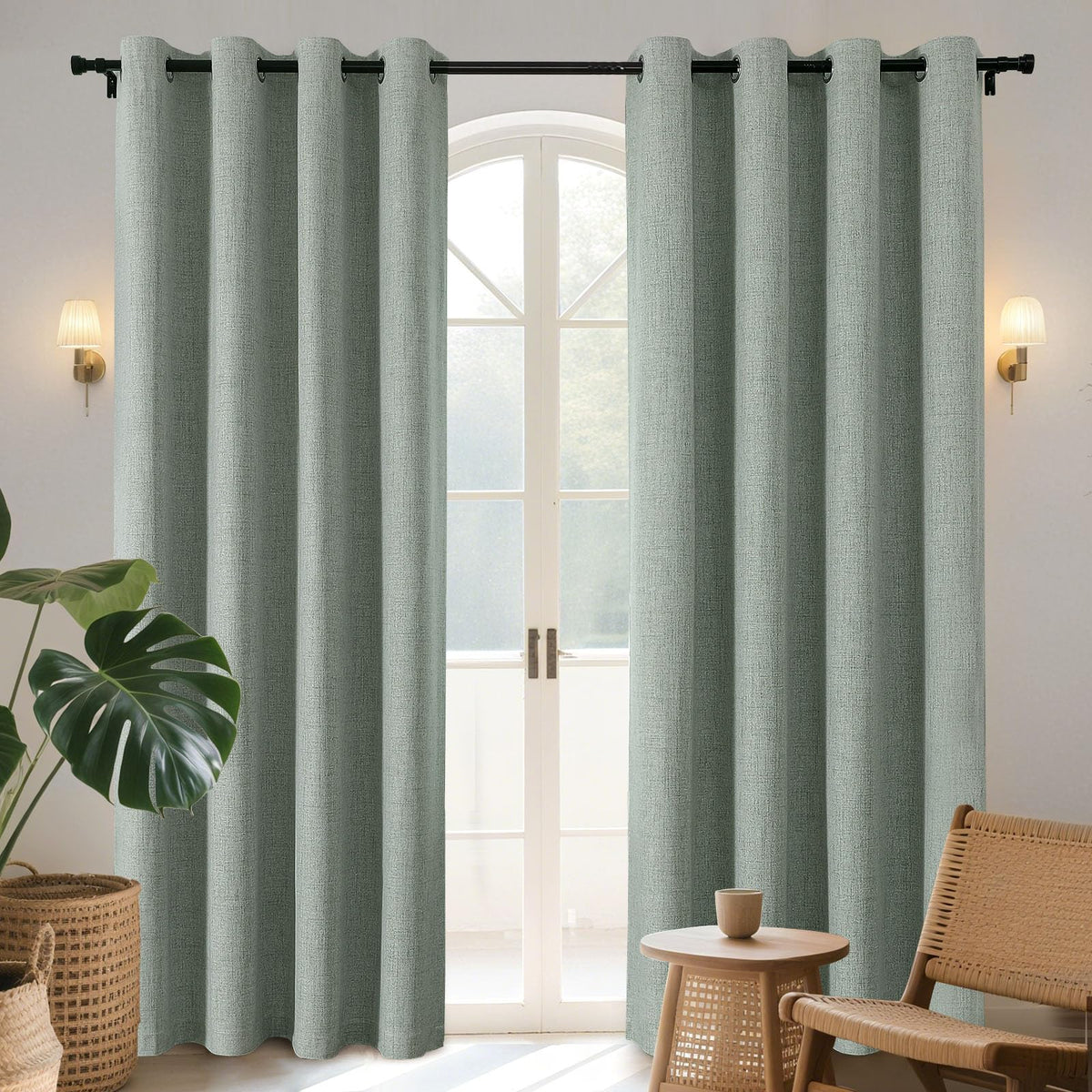 Joydeco Blackout Curtains 84 Inch Long, Linen Black Out Curtains for Bedroom 2 Panels with Grommet, Thermal Insulated, Noise Reducing Room Darkening Drapes Privacy Protection for Living Room Window
