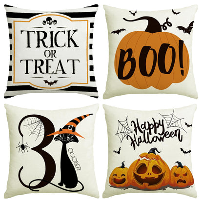 Fall Pillow Covers 18x18 Set of 4 Rustic Indoor Outdoor Decorations Fall Decor for Home Blue Throw Pillow Covers,Thankful Grateful Linen Autumn Cushion Case for Sofa Couch Chair Bedroom