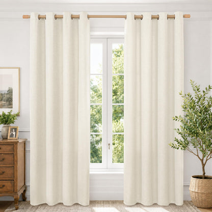 BGment Oatmeal Linen Curtains 84 Inch Length 2 Panels Set for Living Room