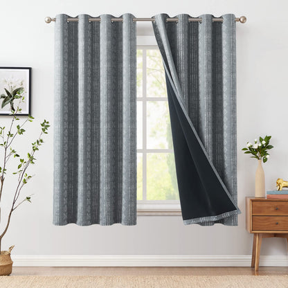 jinchan Boho Blackout Curtains 63 Inch Length Moon Phase Printed Drapes
