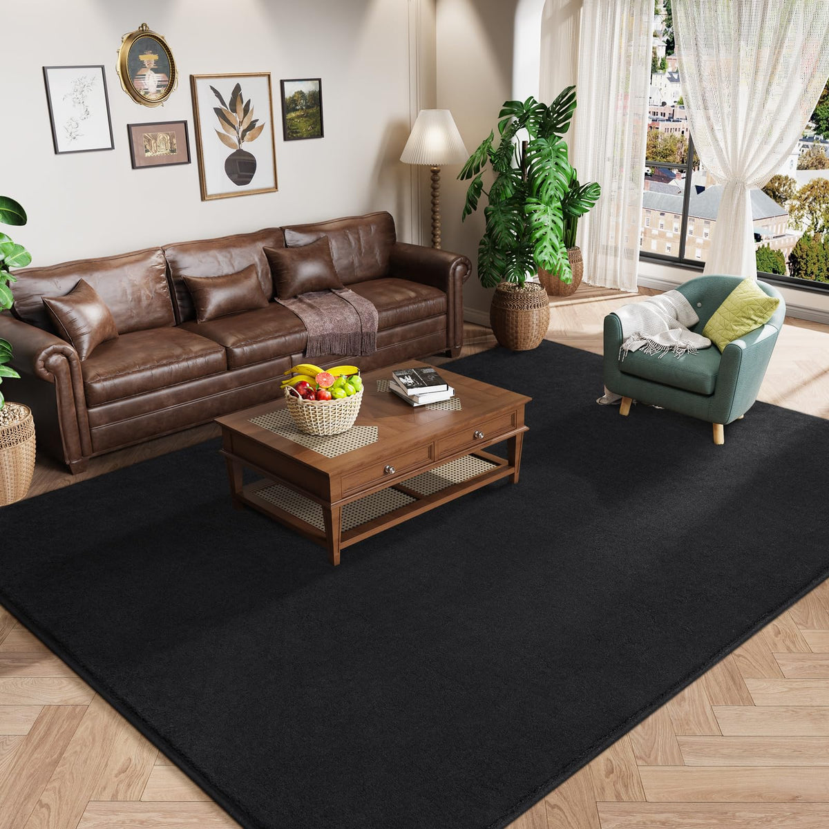 Amearea Modern Area Rugs for Bedroom Living Room, 4x6 Blue Memory Foam Rug