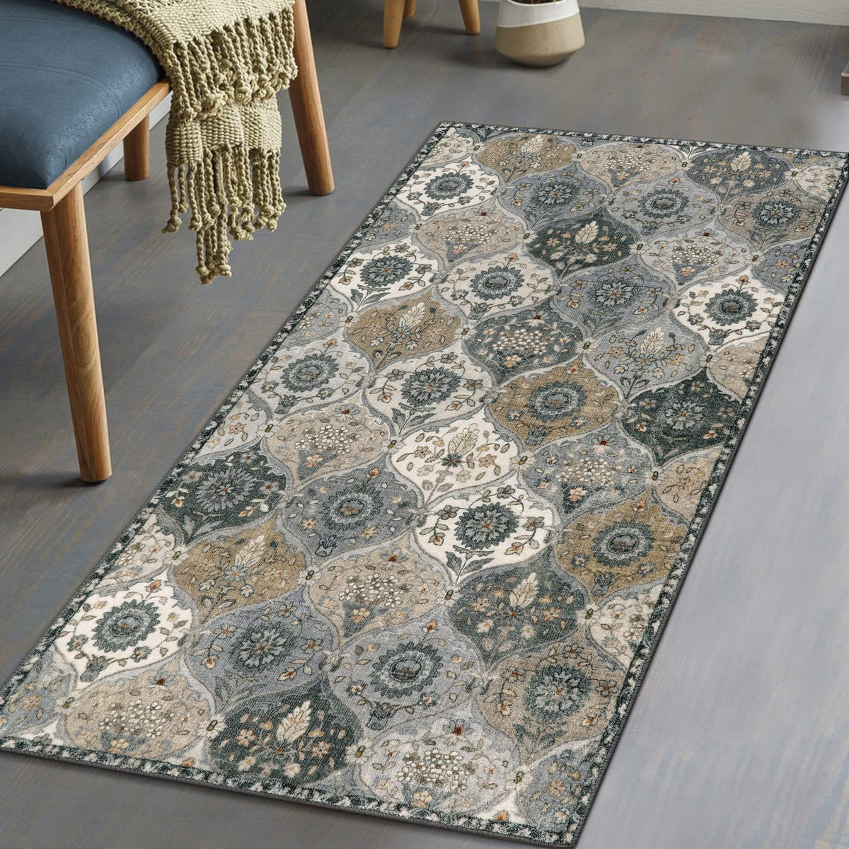 Lahome Moroccan Kitchen Rugs Non Slip Washable, 2x4 Rugs for Entryway