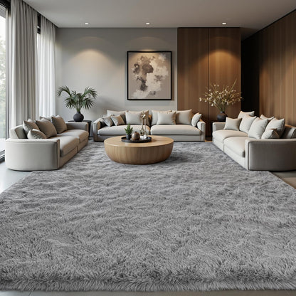 Zentavio 5x8 Area Rugs for Bedroom Fluffy Rugs for Living Room Carpet Large Fuzzy Soft Shag Aesthetic Plush High Pile Gray Throw Rug for Nursery Kids Room Dorm Waved Grey