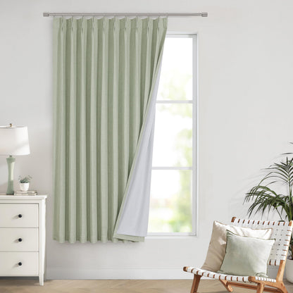 Vision Home Sand Pinch Pleated Full Blackout Curtains Linen Blended Room Darkening Window Curtains 95 inch for Living Room Bedroom Thermal Insulated Pinch Pleat Drapes with Hooks 2 Panel 40" Wx95 L