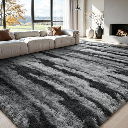 Zentavio 5x8 Area Rugs for Bedroom Fluffy Rugs for Living Room Carpet Large Fuzzy Soft Shag Aesthetic Plush High Pile Gray Throw Rug for Nursery Kids Room Dorm Waved Grey