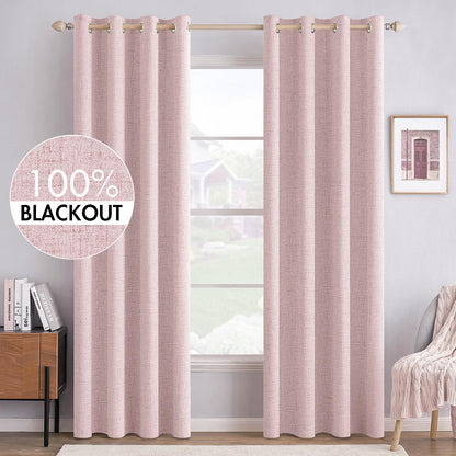 MIULEE 100% Blackout Linen Curtains for Bedroom 52x84 Inches Natural Beige