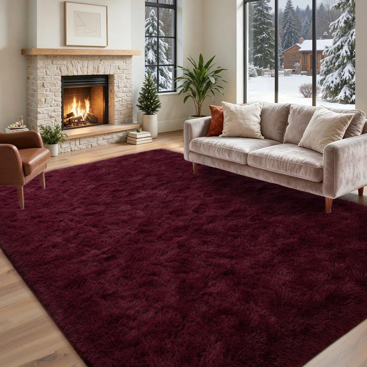 5x7 Black Area Rugs for Living Room, Large Fluffy Shag Bedroom Rugs Non-Slip, Ultra Soft Plush Carpet for Nursery Kids PlayRoom Dorm Office Indoor Modern Carpets