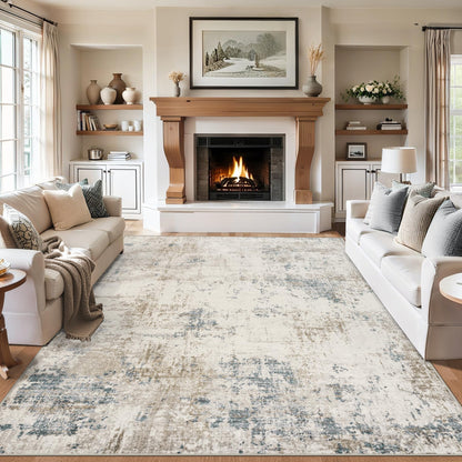 PLHXFR 8x10 Area Rug Living Room: Modern Abstract Washable Carpet Grey