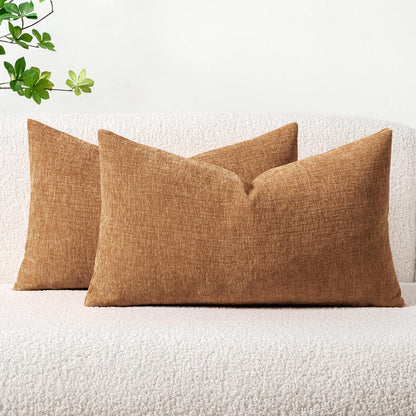 MIULEE Soft Chenille Throw Pillow Covers Sage Green 18x18 Inch Pack of 2