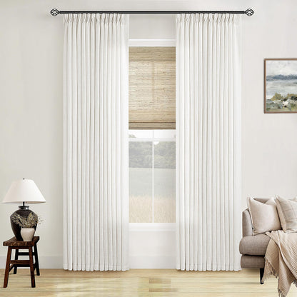 TWODRAPES Natural Pinch Pleated Linen Semi Sheer 84 Inch Curtains 2 Panels