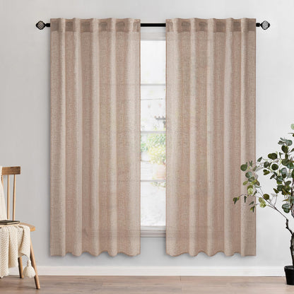 MIULEE Natural White Linen Curtains 52x84 Inch Long for Bedroom Living Room