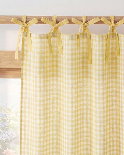 NICETOWN Thick Linen Curtains 84 inch Length 2 Panels Set, Tie Top Light Filtering Curtains Semitransparent Linen Burlap Drapes Privacy for Bedroom/Princess Room, W52 x L84, Natural