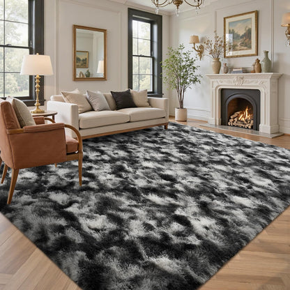 5x7 Black Area Rugs for Living Room, Large Fluffy Shag Bedroom Rugs Non-Slip, Ultra Soft Plush Carpet for Nursery Kids PlayRoom Dorm Office Indoor Modern Carpets