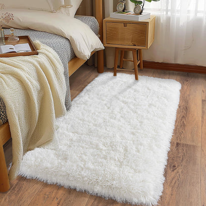 Ultra Soft Runner Rugs for Bedroom Hallways with Upgraded Non-Slip Rubber Backing & Thick Memory Sponge, 2x6 Feet Fluffy Shag Throw Area Rug for Bedside Dorm Dark Grey