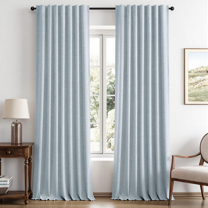 MIULEE 100% Blackout Linen Curtains for Bedroom 42 x 84 Inch Ivory 2 Panels