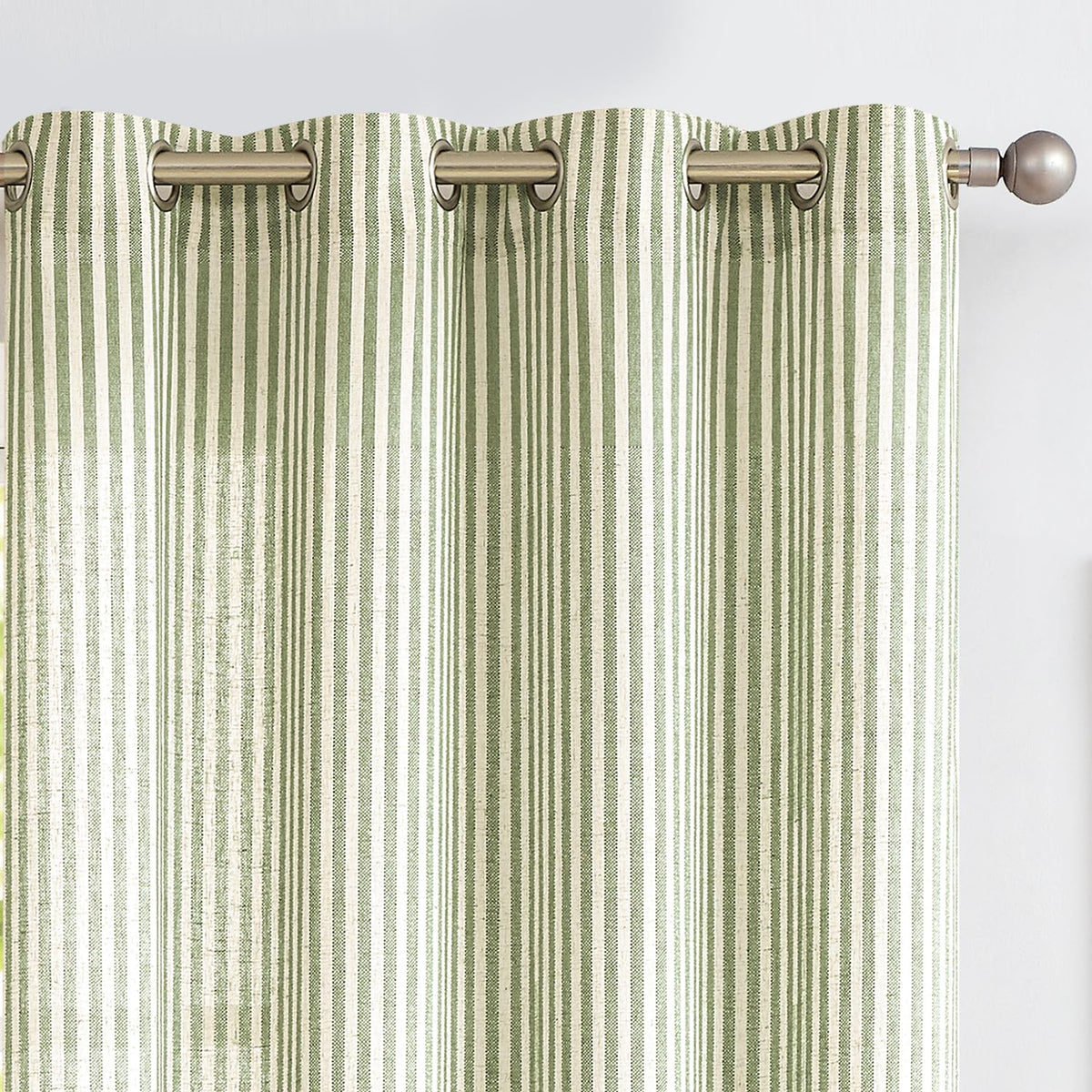 Vangao Linen Curtains for Living Room, Striped Blue Curtains 84L, 2 Panels