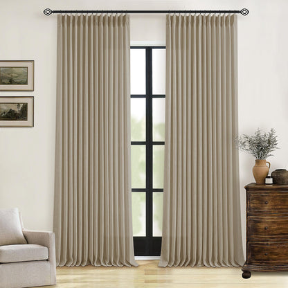 TWODRAPES Natural Pinch Pleated Linen Semi Sheer 84 Inch Curtains 2 Panels