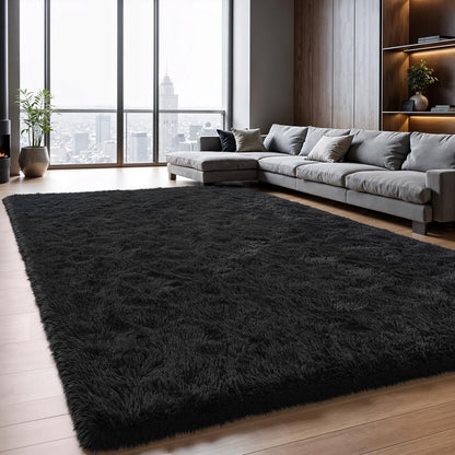 Zentavio 5x8 Area Rugs for Bedroom Fluffy Rugs for Living Room Carpet Large Fuzzy Soft Shag Aesthetic Plush High Pile Gray Throw Rug for Nursery Kids Room Dorm Waved Grey