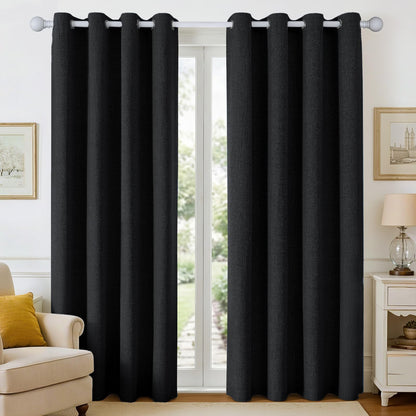 Joydeco 100% Blackout Curtains 63 Inch Length 2 Panels, Greyish White