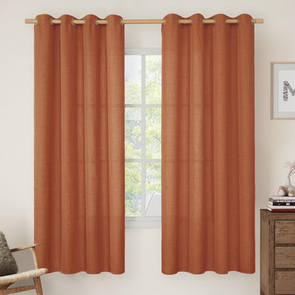 LAMIT Cream Ivory Linen Semi Sheer Curtains 84 inch Length for Bedroom