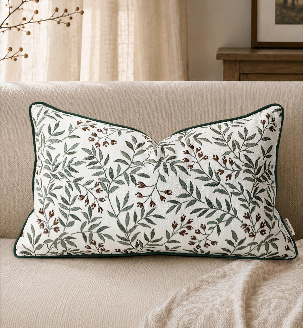 Chenille Throw Pillow Cover, 18x18 Inch, Fall Floral