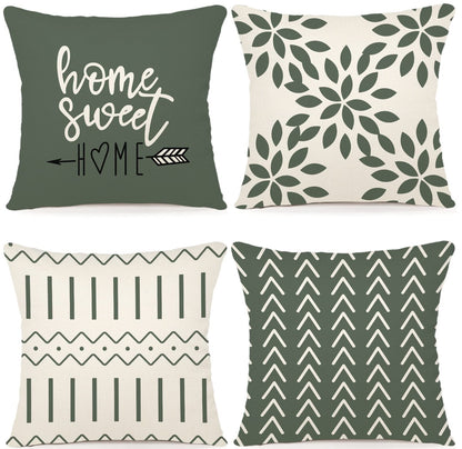 YCOLL Pillow Covers 18x18 Set of 4, Modern Sofa Throw Pillow Cover, Decorative Home Outdoor Linen Fabric Geometric Pillow Case for Couch Bed Car, Yellow