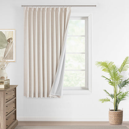 Vision Home Sand Pinch Pleated Full Blackout Curtains Linen Blended Room Darkening Window Curtains 95 inch for Living Room Bedroom Thermal Insulated Pinch Pleat Drapes with Hooks 2 Panel 40" Wx95 L