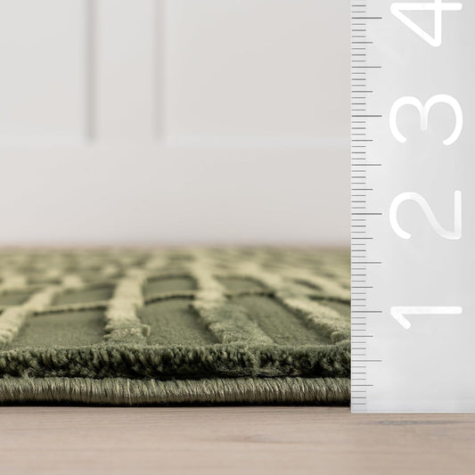 nuLOOM Kailani Green Geometric Washable Area Rug, 9' x 12'
