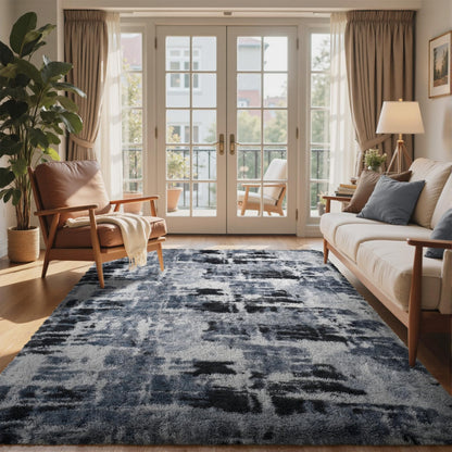 6x9 Ft Large Shag Rugs for Living Room Decor, Tie-Dyed Ultra Soft Fluffy Furry Area Rugs for Bedroom Indoor Floor, Aesthetic Carpet for Kids Home (Dark Grey)