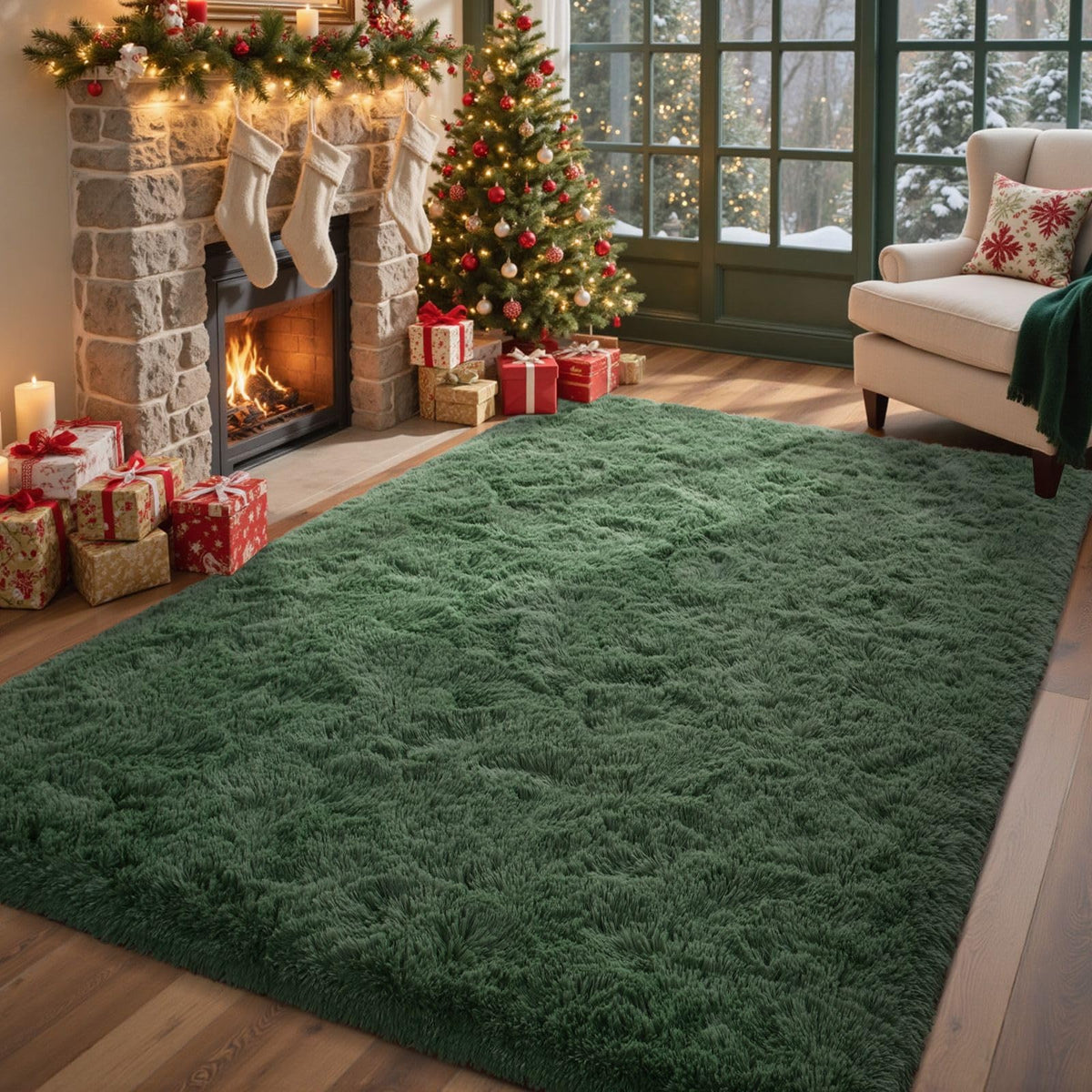 5x7 Black Area Rugs for Living Room, Large Fluffy Shag Bedroom Rugs Non-Slip, Ultra Soft Plush Carpet for Nursery Kids PlayRoom Dorm Office Indoor Modern Carpets