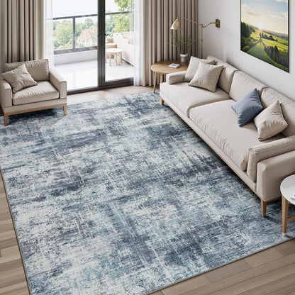 8x10 Area Rug for Living Room, Abstract Washable Non-Slip Large Rugs, Gold