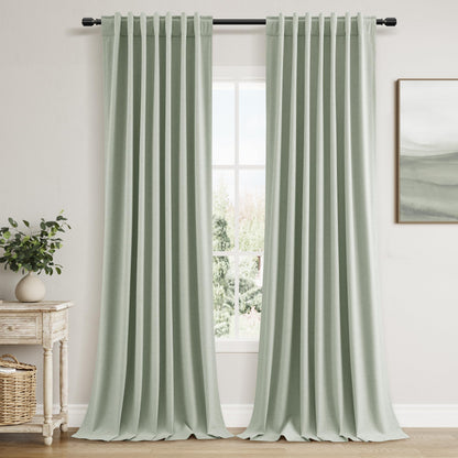 Guken Cream Linen Blackout Curtains 84 Inch Length 2 Panels Set for Living Room Bedroom Back Tab Thermal Insulated 100% Black Out Drapes Room Darkening Window Curtain Ivory Natural Beige