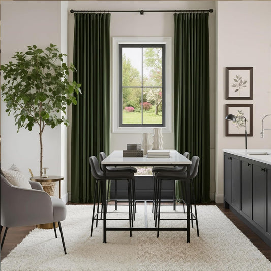 NICETOWN Olive Green Velvet Blackout Curtains 84" Long, 52" Wide, 2 Panels
