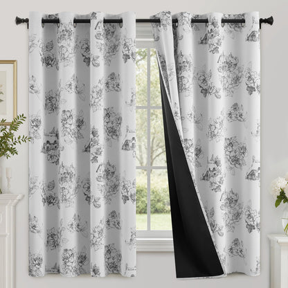 SimpleHome Cream 100% Blackout Curtains Room Darkening Living Room 84 Inch