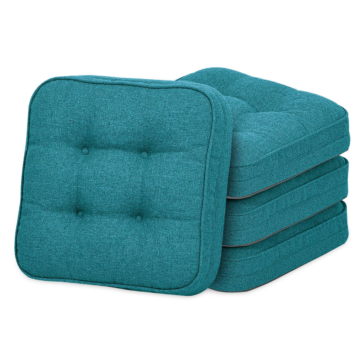 GOFORIT Chair Cushions,Tufted Shredded Memory Foam Chair Pads, Non-Slip Seat Cushions with Removable Cover, 16'' x 16'', Beige