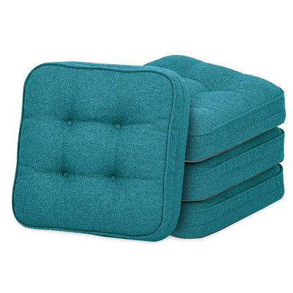 GOFORIT Chair Cushions,Tufted Shredded Memory Foam Chair Pads, Non-Slip Seat Cushions with Removable Cover, 16'' x 16'', Beige
